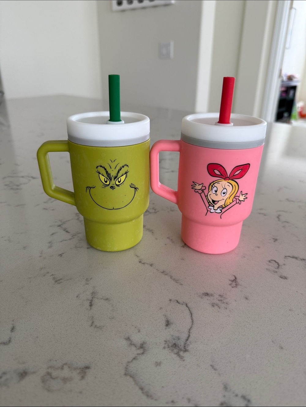 Infantino Grinch & Cindy-Lou Who 9 oz Silicone tumbler with handle and straw